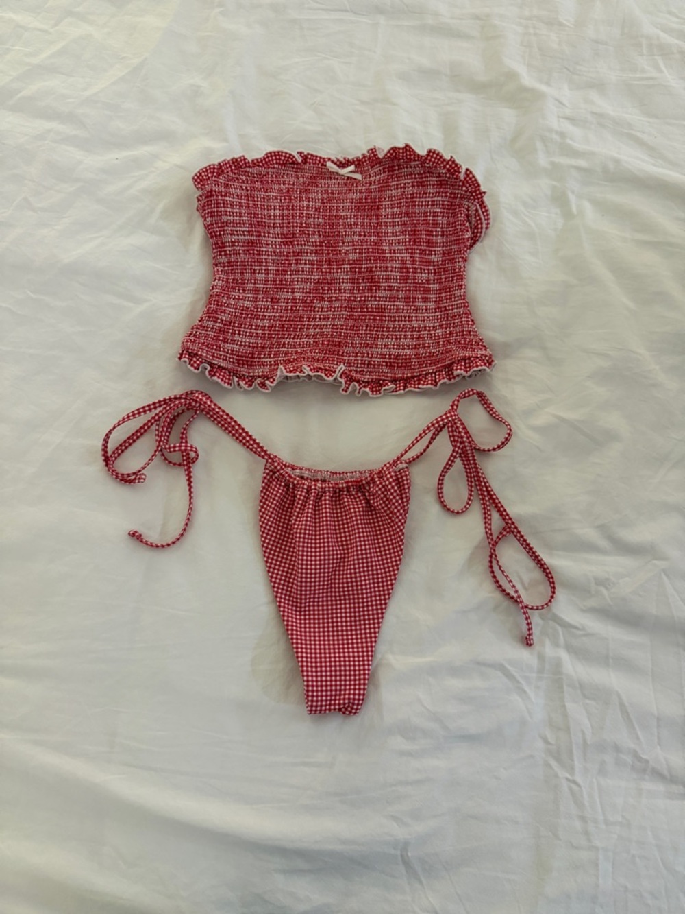 Frankie's Bikinis Ladybug Gingham Biki Set